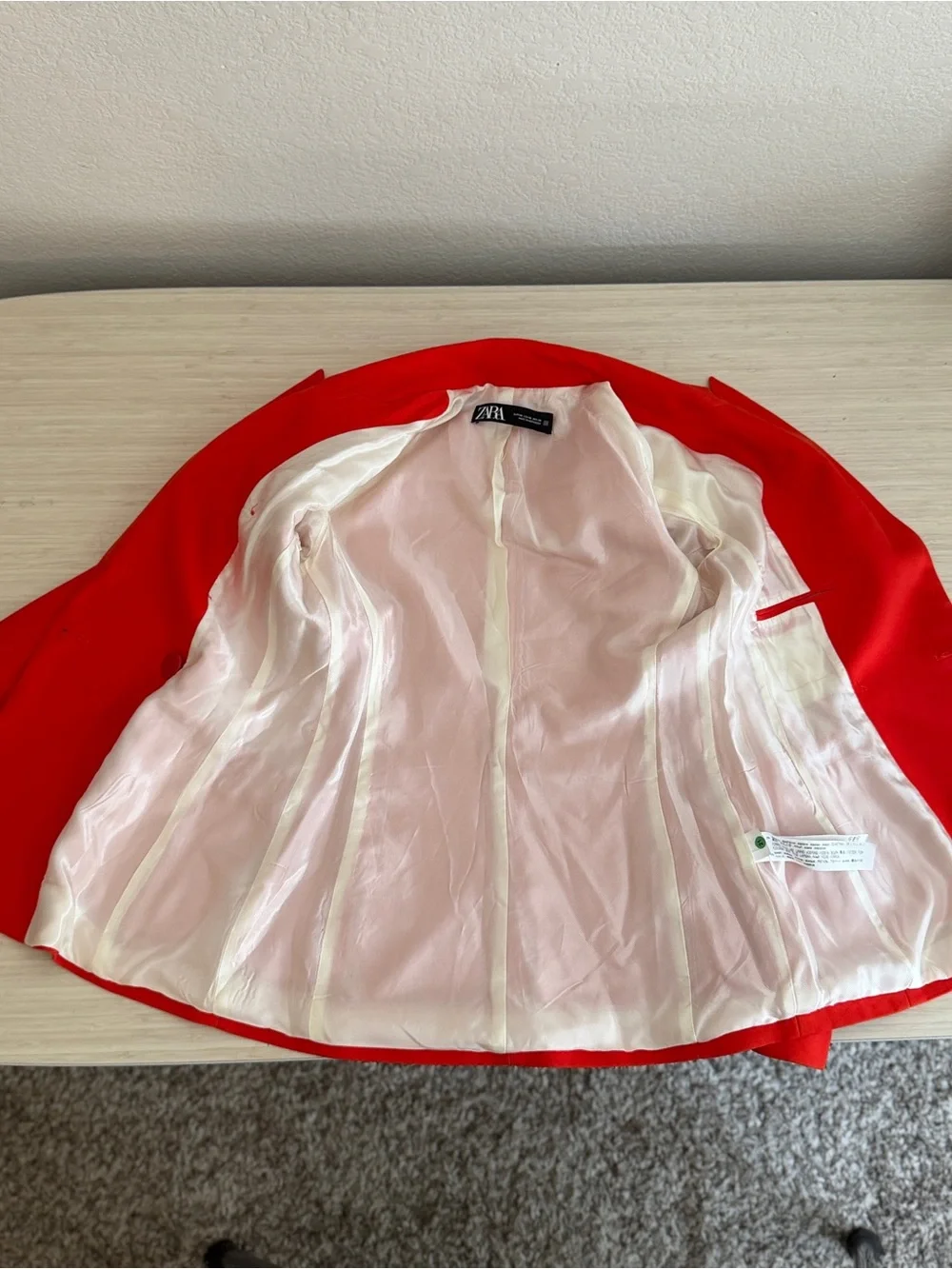 Zara Vibrant Double Breasted Burnt Orange Blazer with gold buttons - Picture 9 of 10